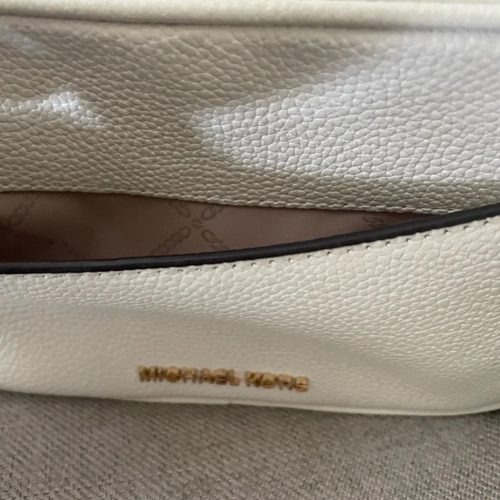 Michael Kors White Pebbled Leather Crossbody with Tassel